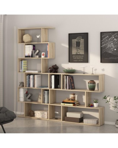 Étagère bibliothèque couleur chêne 6 Étagères