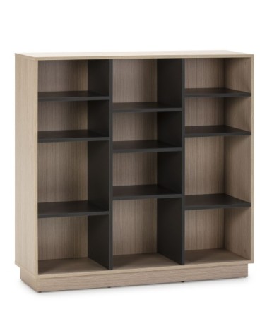 Étagère bibliothèque 110x110 cm, couleur chêne et gris