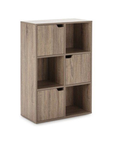 Étagère de rangement , couleur chêne 3 cases et 3 portes