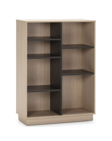 Étagère bibliothèque 110x80 cm, couleur chêne et gris