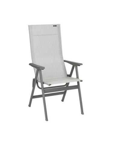 Fauteuil pliant dossier haut en aluminium gris l64xl62xh117