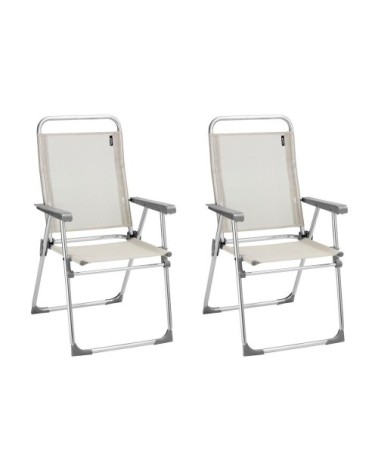 Lot de 2 fauteuils pliants ultra-légers en acier beige