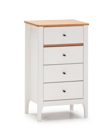 Chiffonnier nuit 4 tiroirs dans tiroirs blanc/chêne, 46 cm longueur