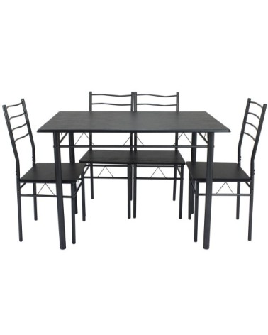 Ensemble de Table et 4 chaises pour salle à manger noir/gris