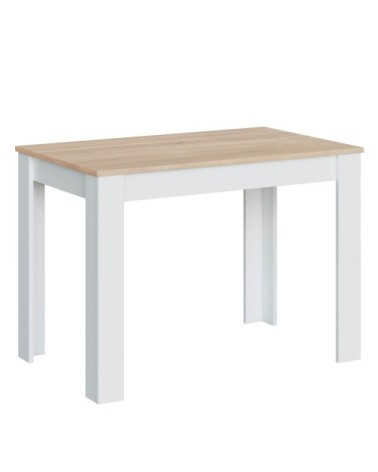 Table fixe couleur chêne et blanc, Table de cuisine, longueur 109 cm