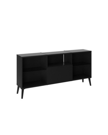 Meuble TV 1 Tiroir 5 Niches Noir - L153,5 cm
