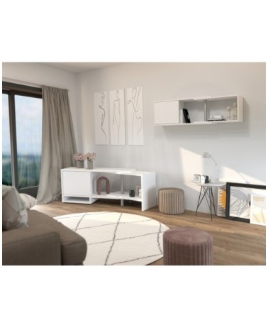 Meuble TV d'Angle Modulable Blanc - L127 cm