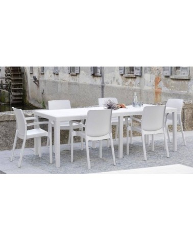 Table d'extérieur extensible en pvc blanc 150x90h72 cm