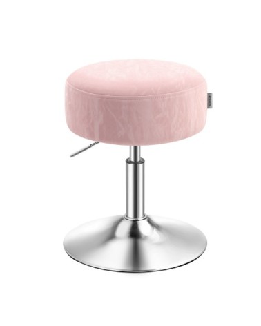 Tabouret de maquillage réglable en hauteur pivotant à 360 degrés rose