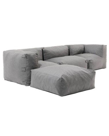 Canapé d'angle de jardin modulable 4 places gris