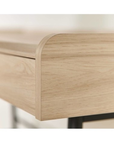 Bureau effet bois clair et pieds en métal noir