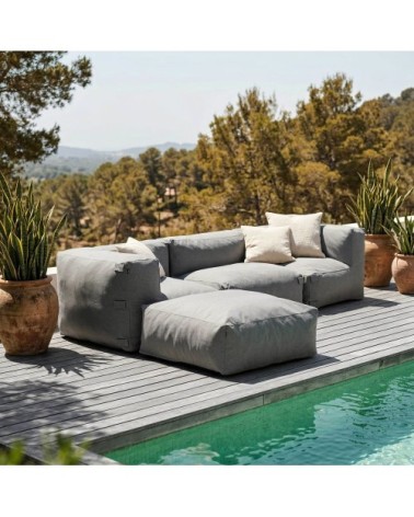 Canapé d'angle de jardin modulable 4 places gris
