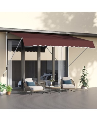 Auvent télescopique sans perçage métal alu polyester bordeaux