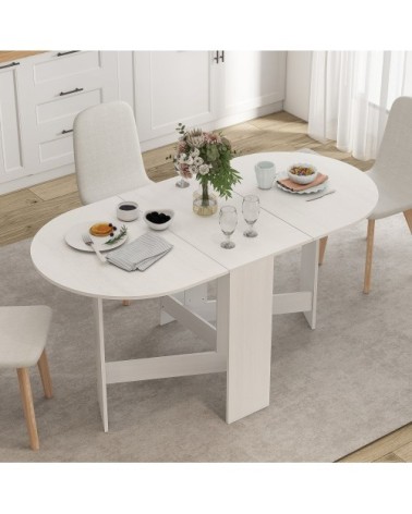 Table à manger pliante ovale 6 personnes métal blanc