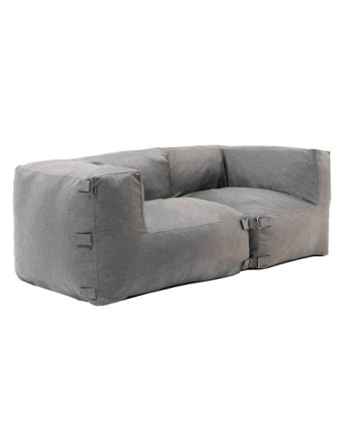 Salon de jardin modulable avec 2 fauteuils d'angle gris