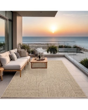 Tapis extérieur jute optique intempéries - nature - 80 x 250 cm