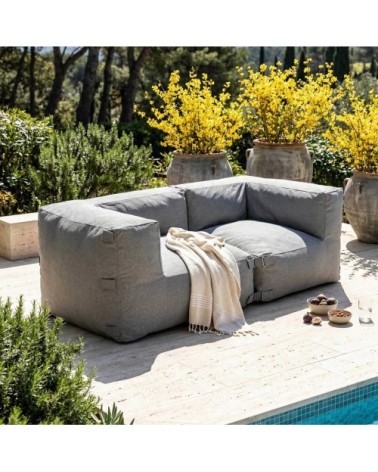 Salon de jardin modulable avec 2 fauteuils d'angle gris