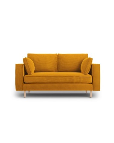 Canapé 2 places en tissu structuré jaune