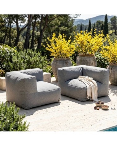 Salon de jardin modulable avec 2 fauteuils d'angle gris
