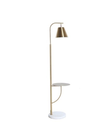 Lampadaire en fer et marbre en blanc et or 30x37x156