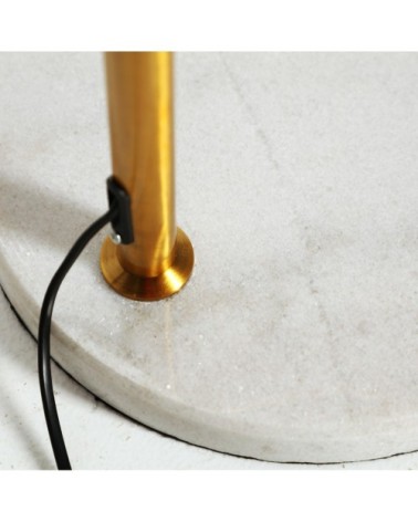 Lampadaire en fer et marbre en blanc et or 30x37x156