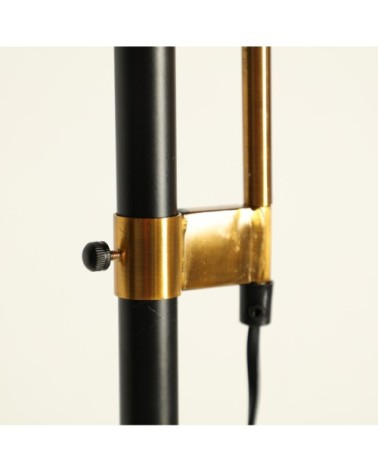 Lampadaire en fer et marbre en noir, blanc et or 20x50x157.5