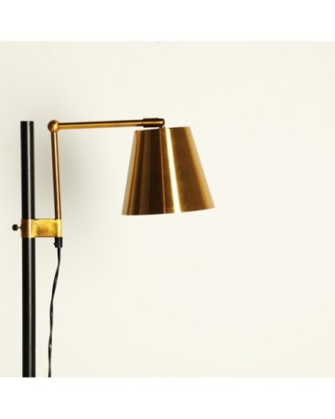 Lampadaire en fer et marbre en noir, blanc et or 20x50x157.5