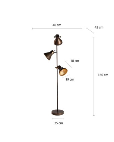Lampadaire en fer en bronze 46x42x160