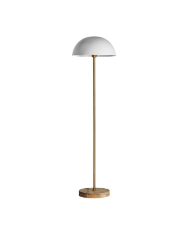 Lampadaire en fer et bois en blanc et or 39x39x143