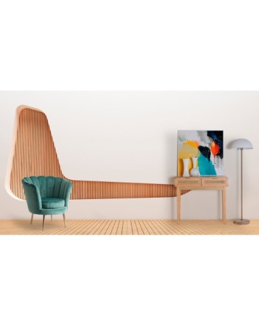 Lampadaire en fer et bois en blanc et or 39x39x143