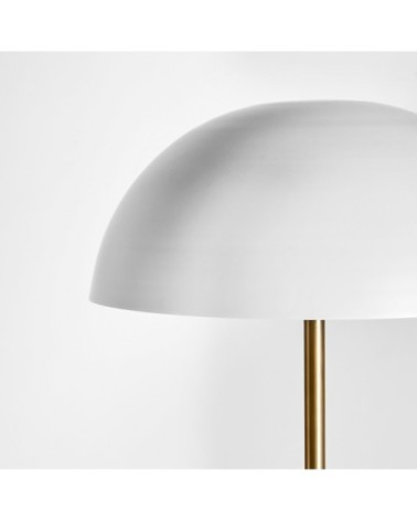 Lampadaire en fer et bois en blanc et or 39x39x143