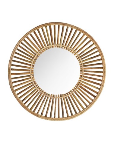 Miroir en bambou en marron 90x4x90 cm