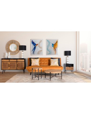 Miroir en bambou en marron 90x4x90 cm