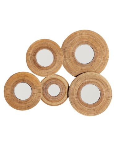 Miroir en bambou en marron 91x9x69 cm