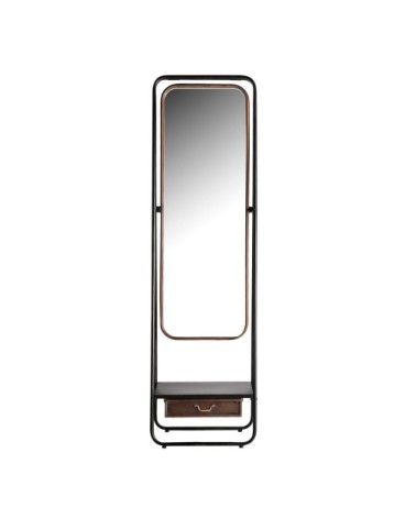 Miroir en fer et bois en noir et doré Haute 53x32x183 cm