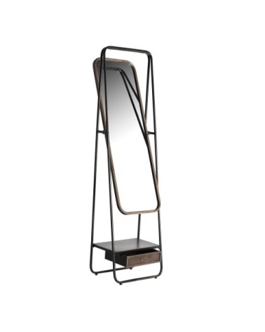 Miroir en fer et bois en noir et doré Haute 53x32x183 cm