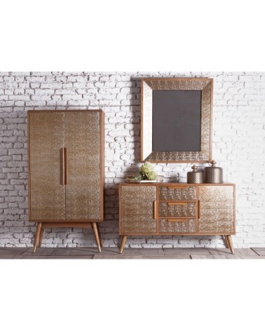 Miroir en bois en marron et doré 80x8x94 cm