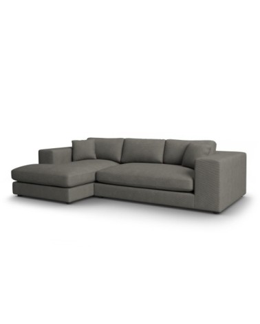 Canapé d'angle 5 places en tissu structuré gris foncé