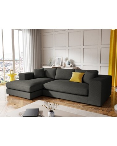 Canapé d'angle 5 places en tissu structuré gris foncé