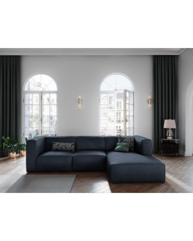 Canapé d'angle 5 places en cuir cuir bleu