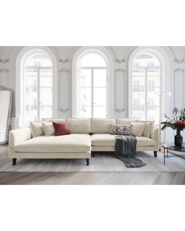 Canapé d'angle 4 places en velours beige