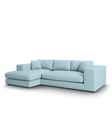 Canapé d'angle 5 places en tissu structuré bleu clair