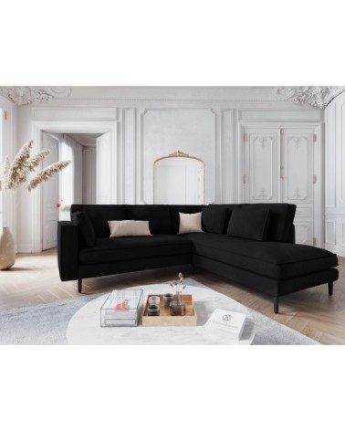 Canapé d'angle 5 places en velours noir