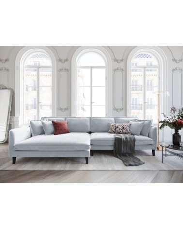 Canapé d'angle 4 places en velours bleu clair