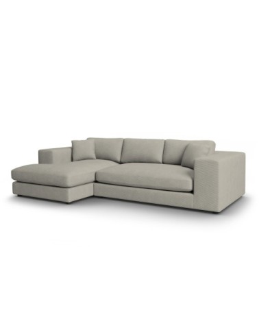 Canapé d'angle 5 places en tissu structuré gris clair