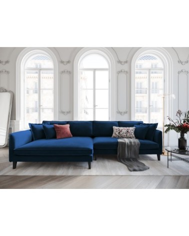 Canapé d'angle 4 places en velours bleu roi