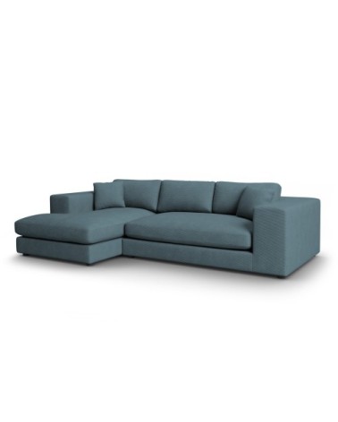 Canapé d'angle 5 places en tissu structuré bleu