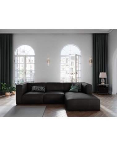 Canapé d'angle 5 places en cuir cuir noir