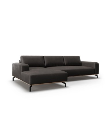 Canapé d'angle 5 places en cuir cuir noir