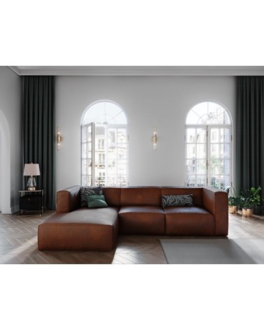 Canapé d'angle 5 places en cuir cuir cognac